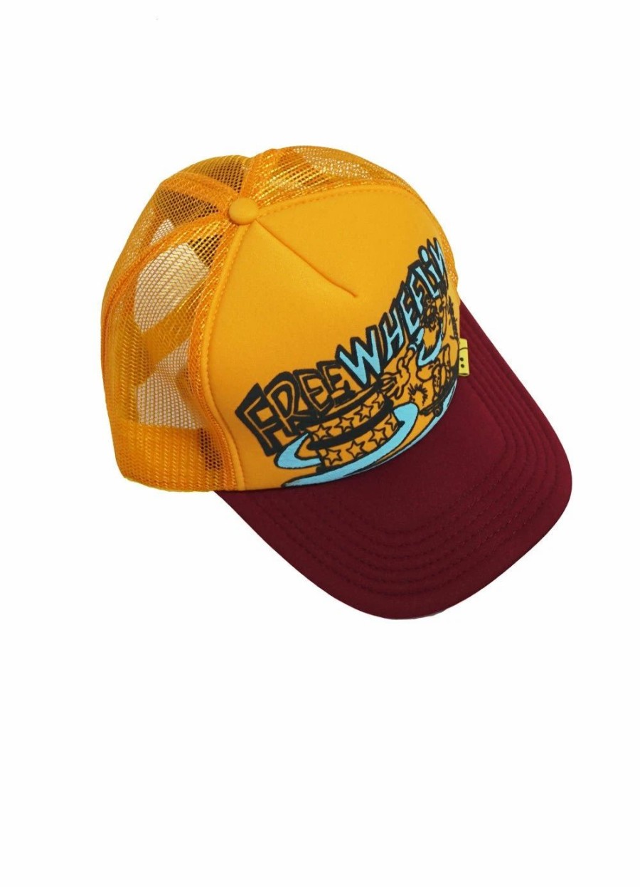 Accessories * | Kapital Free Wheelin | Trucker Cap | Gold/Burgundy