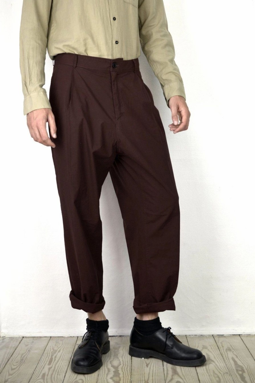 Bottoms * | Hansen Garments Eigil | Wide Fit Trousers | Dark Rust