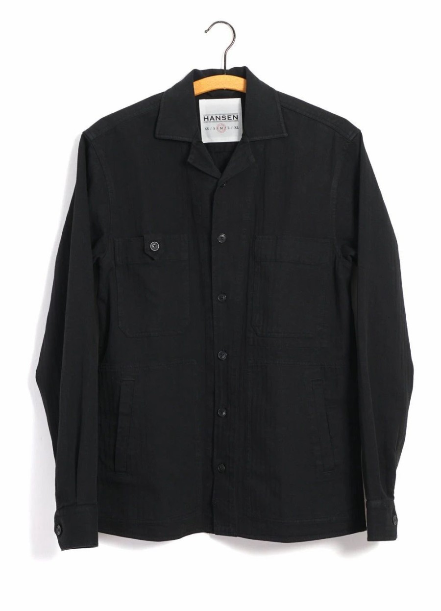 Tops * | Hansen Garments Sam | Casual Over Shirt | Black