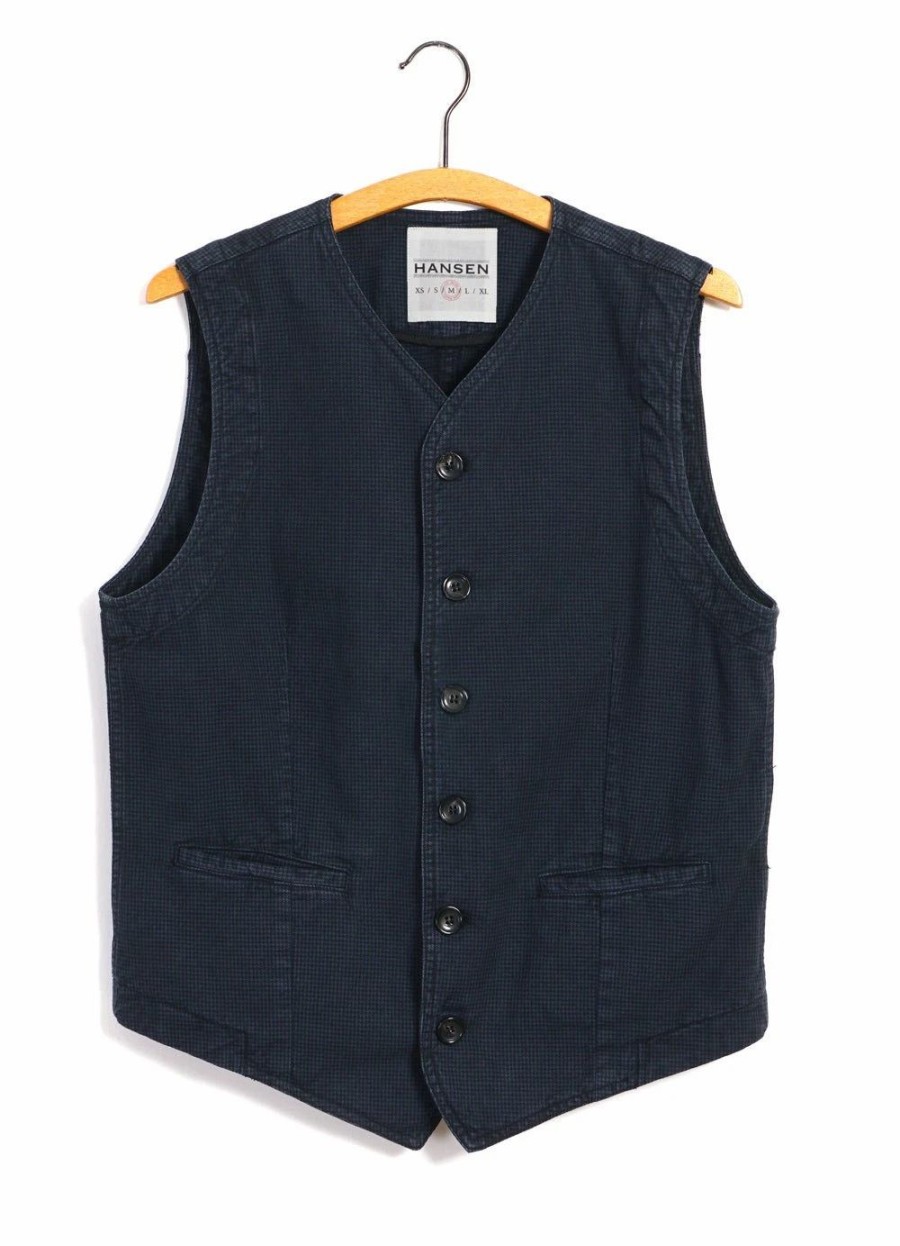 Tops * | Hansen Garments Kaj | Casual Waistcoat | Black Navy