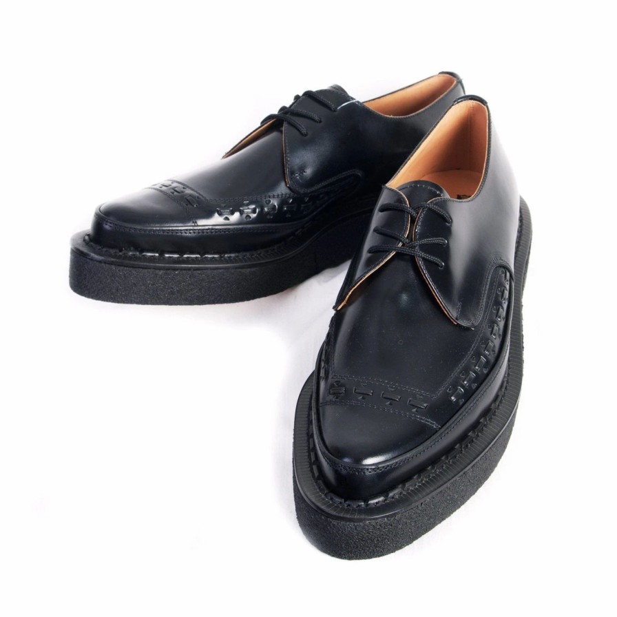 Footwear * | George Cox Creeper Gibson | Leather Shoe | Black