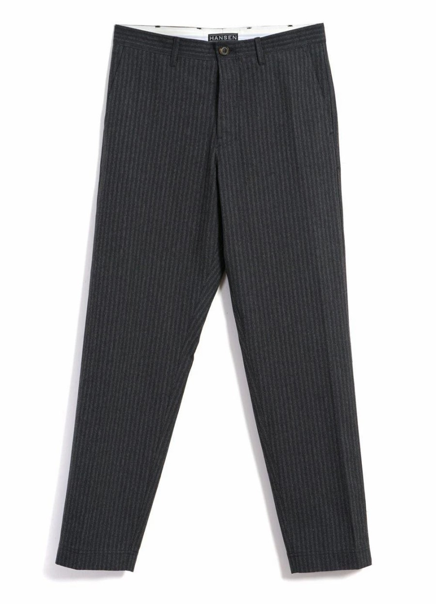 Bottoms * | Hansen Garments Kian | Cinch Back Wide Trousers | Grey Pin