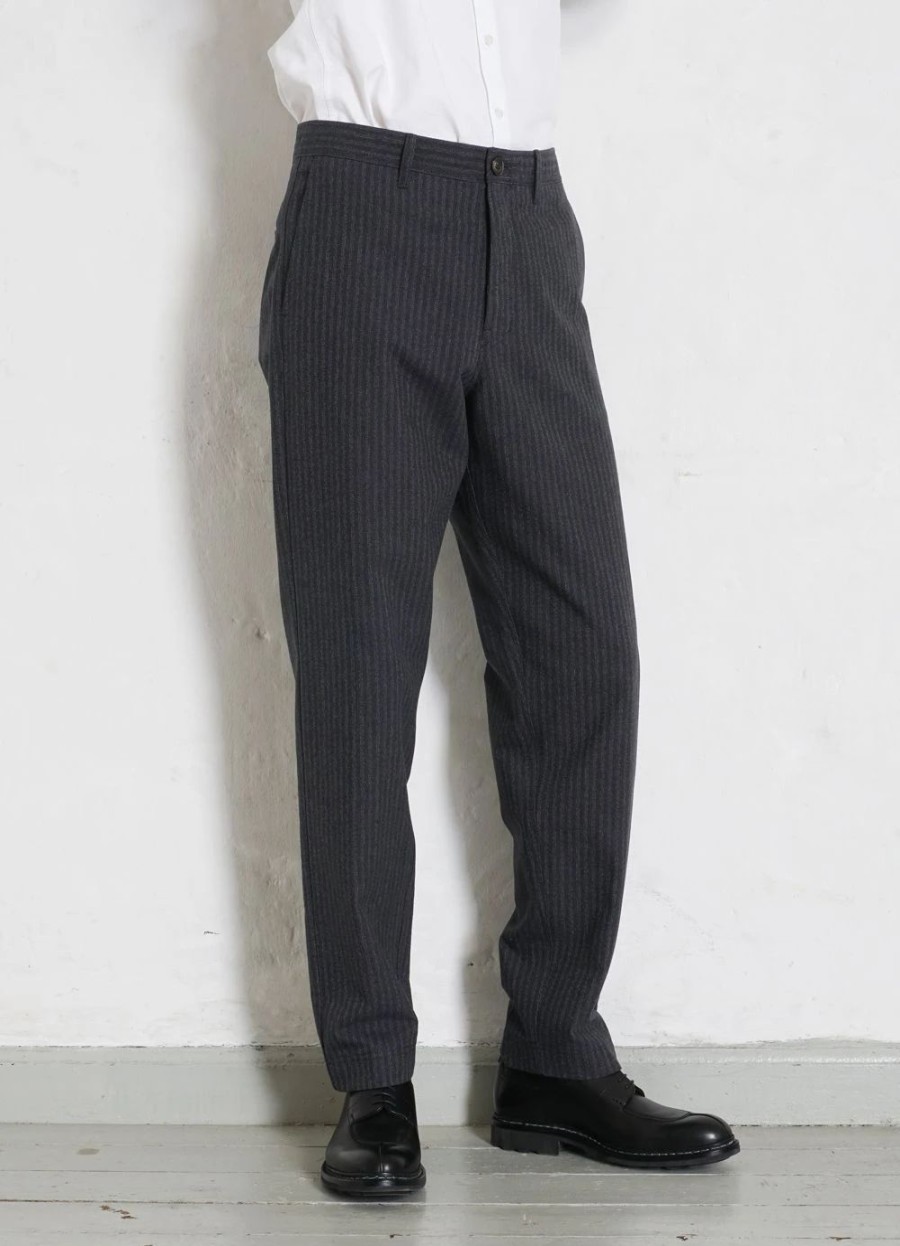 Bottoms * | Hansen Garments Kian | Cinch Back Wide Trousers | Grey Pin