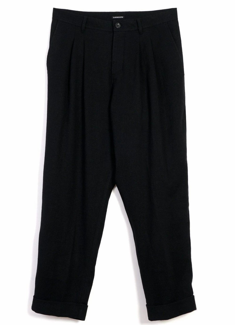 Bottoms * | Hansen Garments Sylvester | Double Pleated Trousers | Black