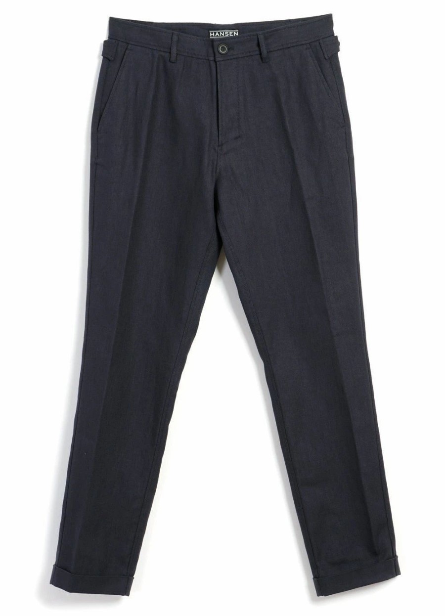 Bottoms * | Hansen Garments Finn | Side Buckle Regular Trousers | Dark Blue