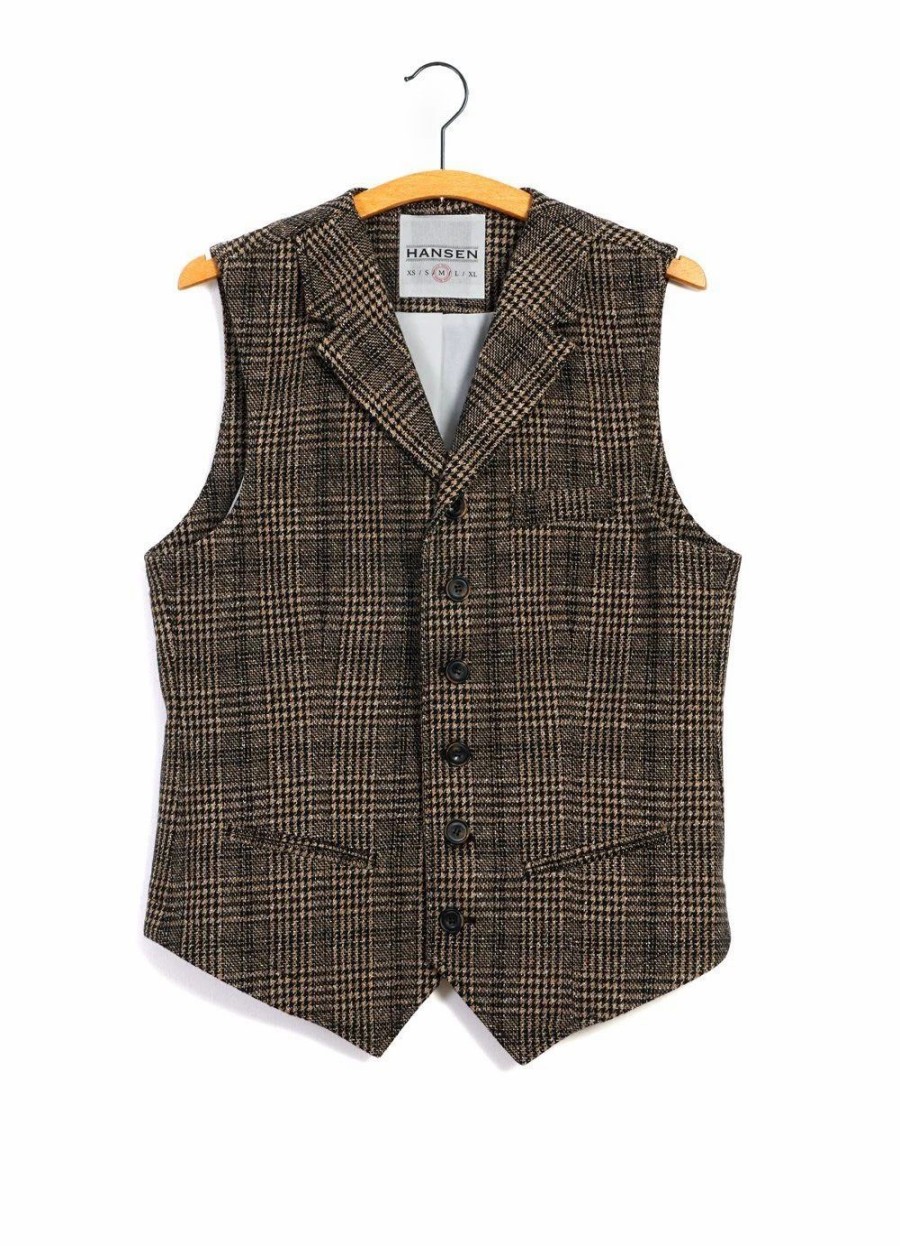 Tops * | Hansen Garments William | Lapel Waistcoat | Checkered