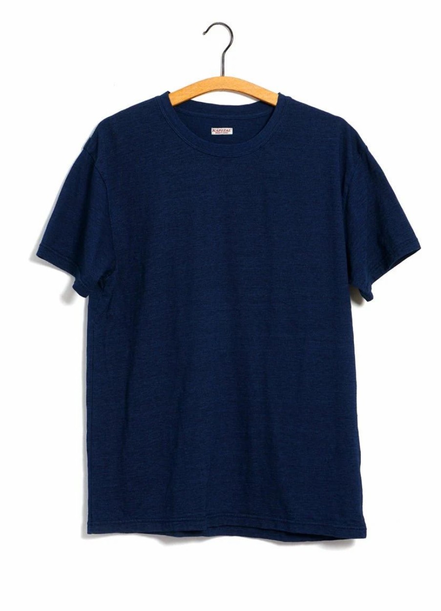 Tops * | Kapital Blue Hands | Idg Jersey Crew T | Indigo