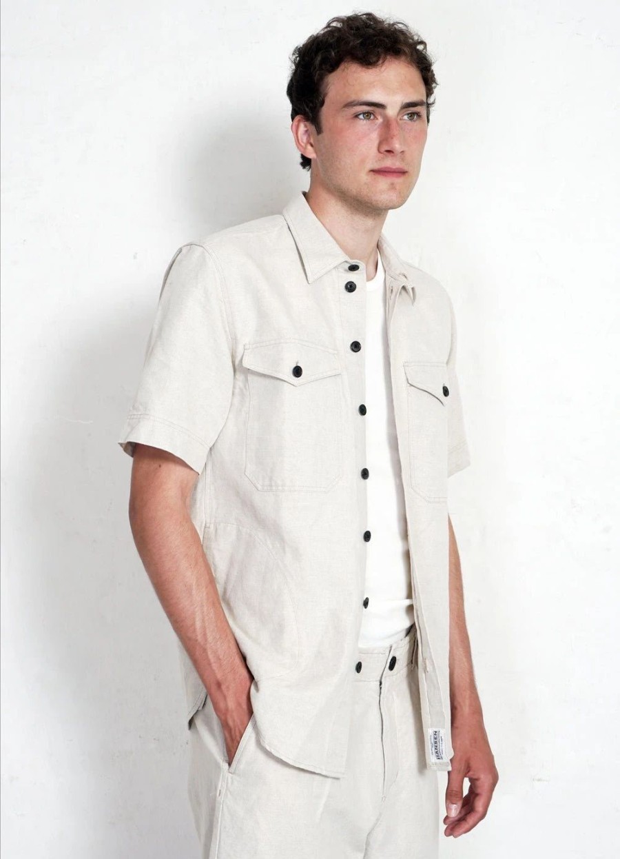 Tops * | Hansen Garments Villy | Short Sleeve Shirt | Flax Nature