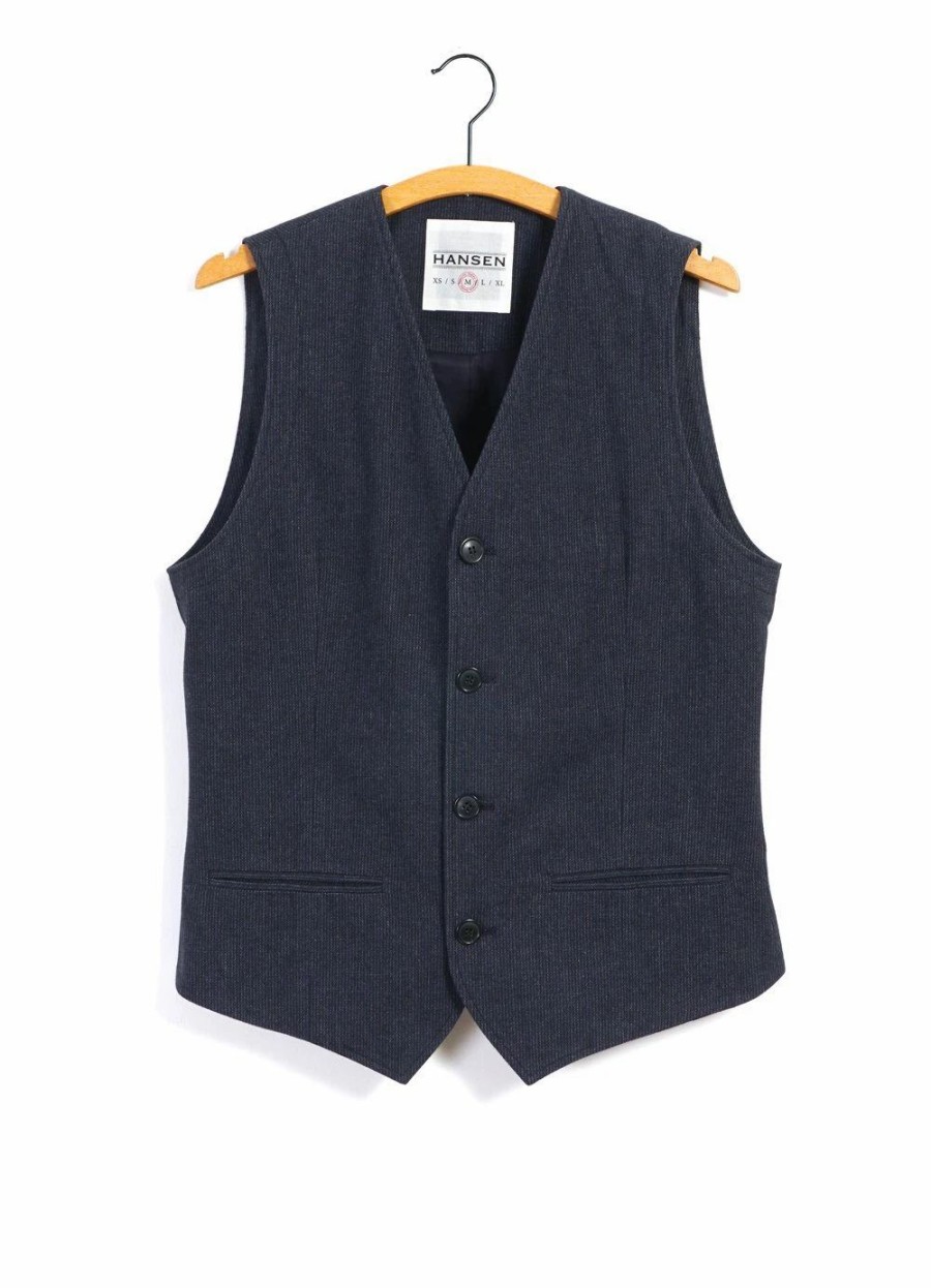 Tops * | Hansen Garments Daniel | Classic Waistcoat | Brushed Blue