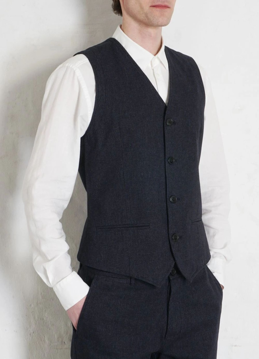 Tops * | Hansen Garments Daniel | Classic Waistcoat | Brushed Blue