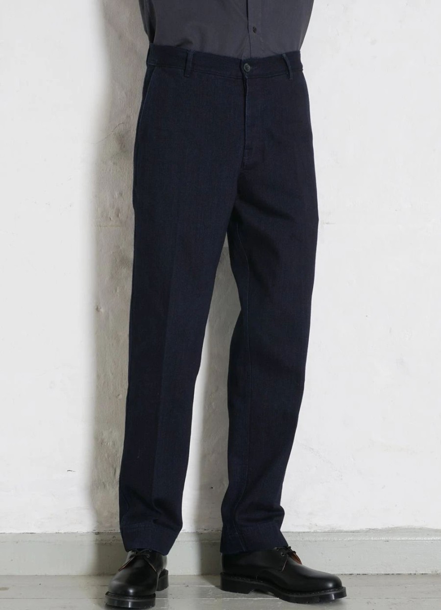 Bottoms * | Hansen Garments Ken | Wide Cut Work Trousers | Black Indigo