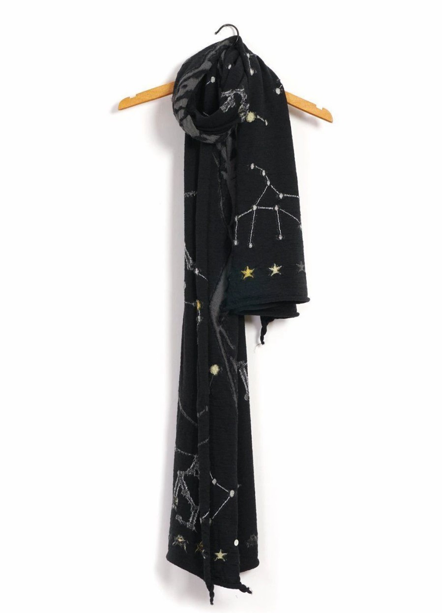 Accessories * | Kapital Constellation | Compressed Wool Scarf | Black