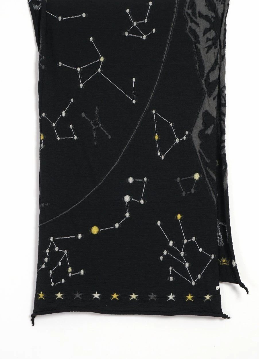 Accessories * | Kapital Constellation | Compressed Wool Scarf | Black