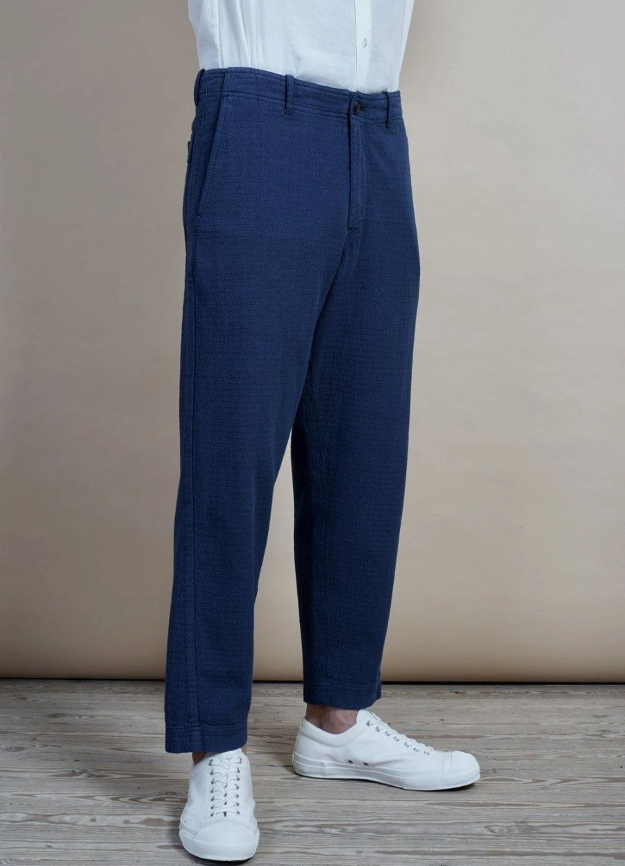 Bottoms * | Hansen Garments Trygve | Wide Cut Cropped Trousers | Blue