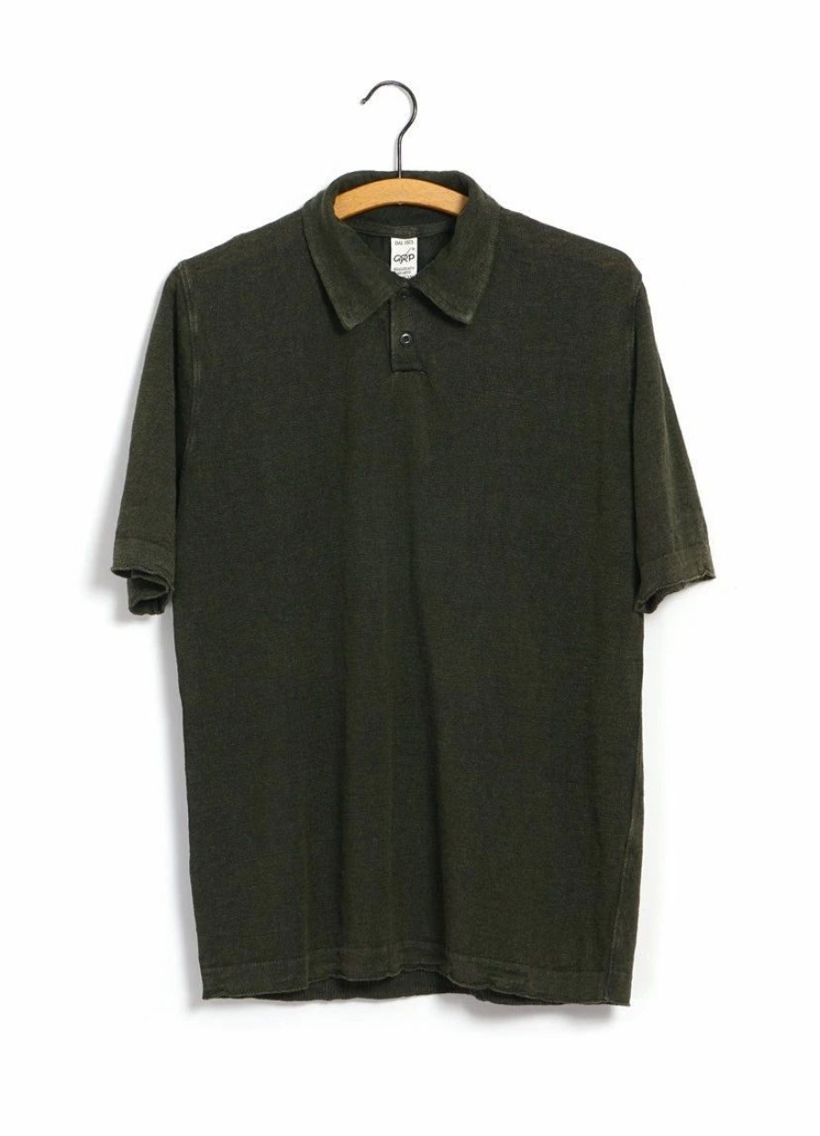 Tops * | G.R.P Polo | Short Sleeve 2-Button Polo | Dark Green Black