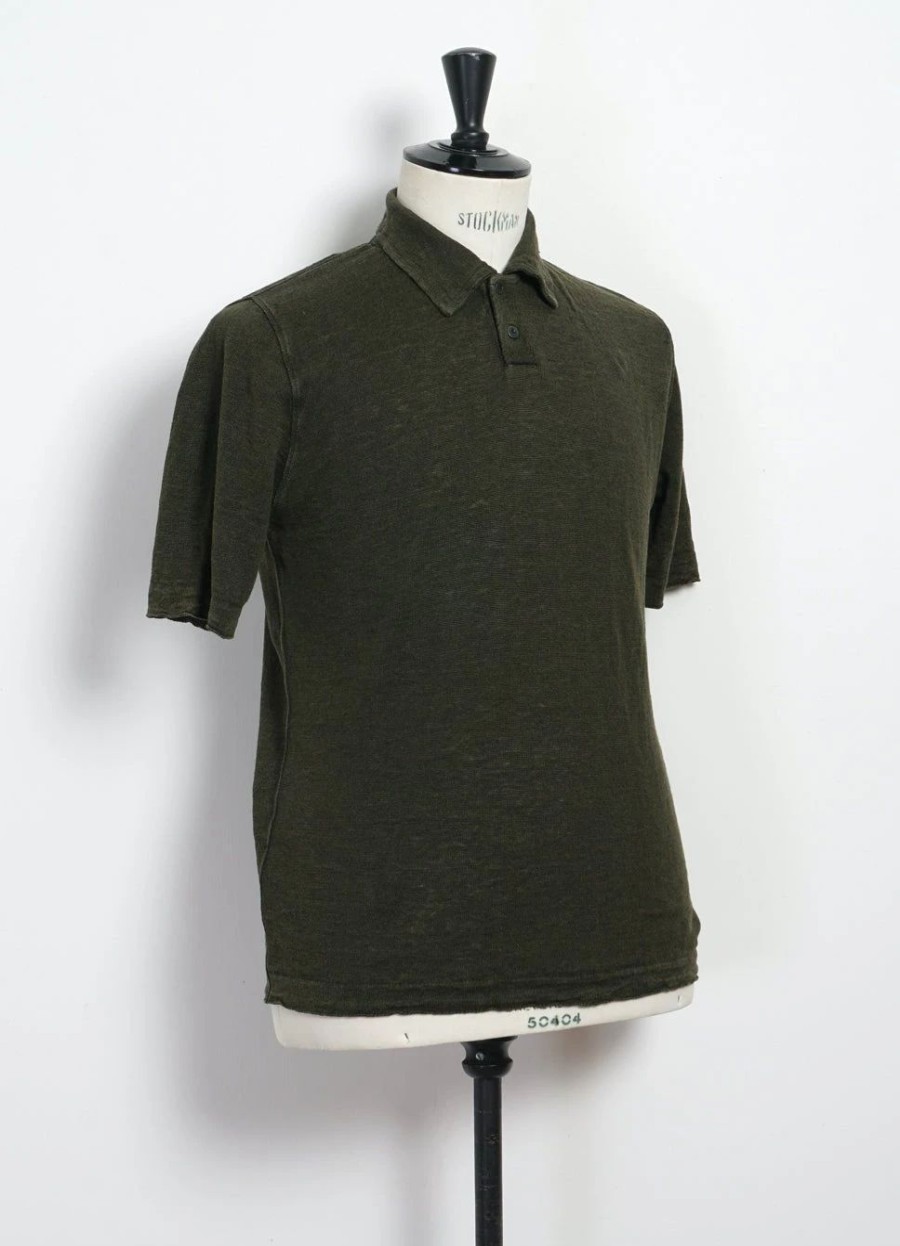 Tops * | G.R.P Polo | Short Sleeve 2-Button Polo | Dark Green Black