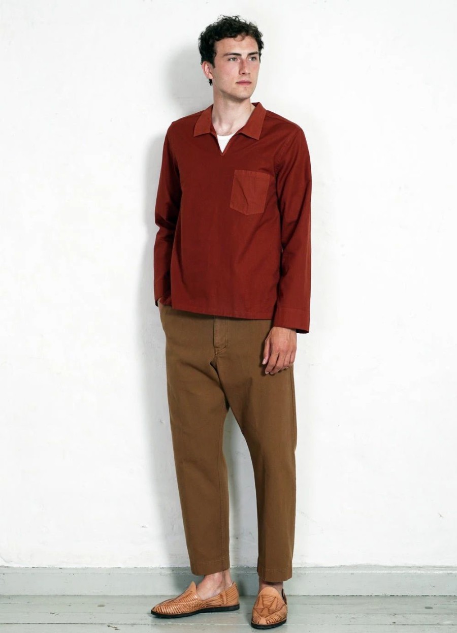 Tops * | Hansen Garments Marius | Casual Pull On Shirt | Terracotta