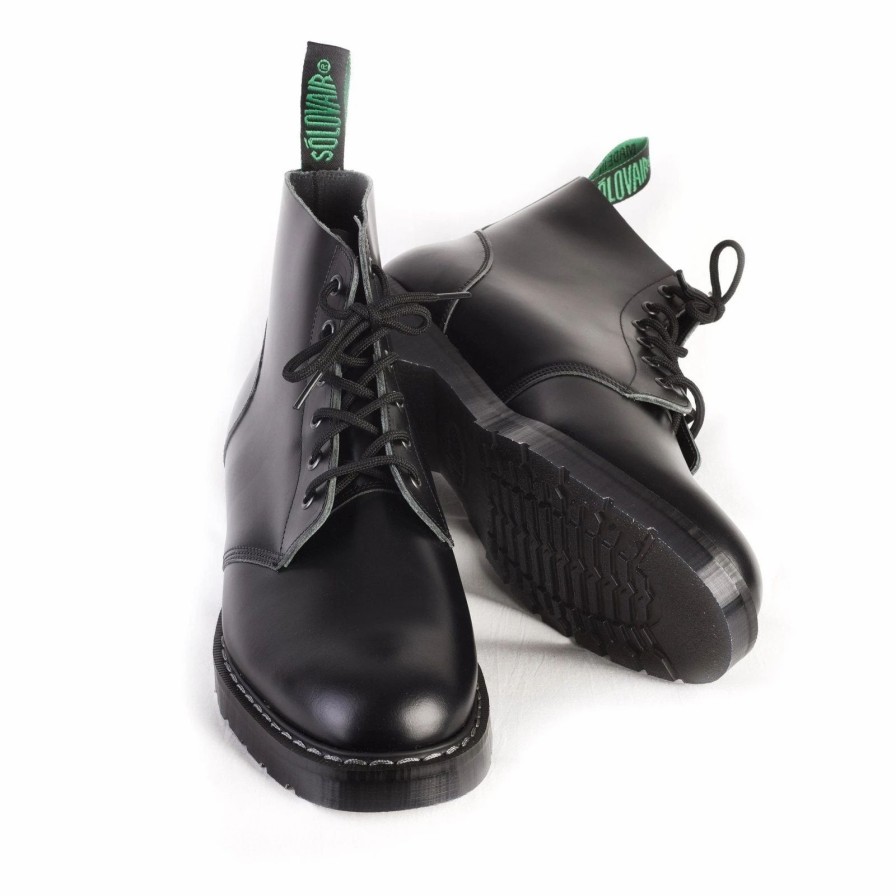 Footwear * | Solovair Astronaut Derby Boot | 6 Eye Hi Shine | Black