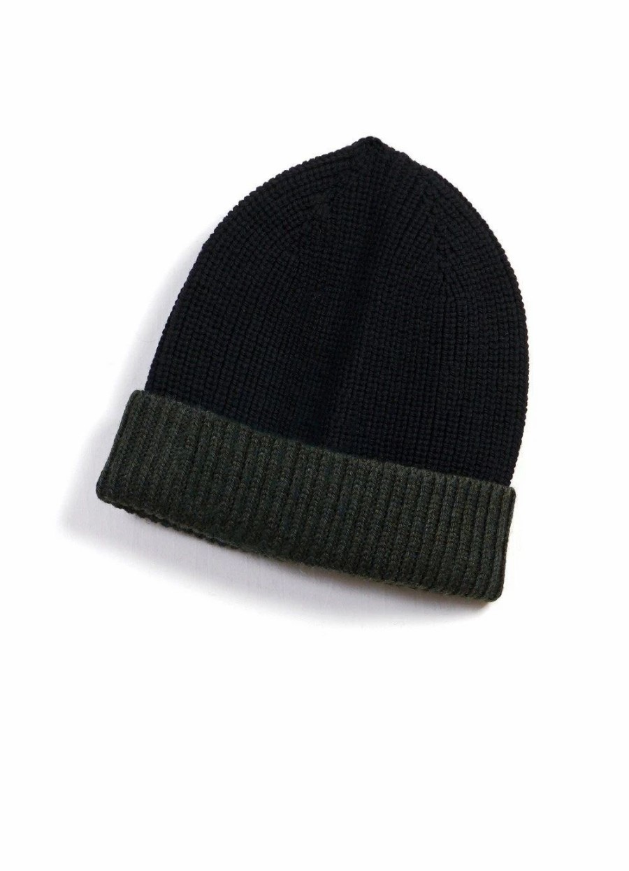 Accessories * | Hansen Garments Tore | Block Colour Beanie | Black/Pinetree