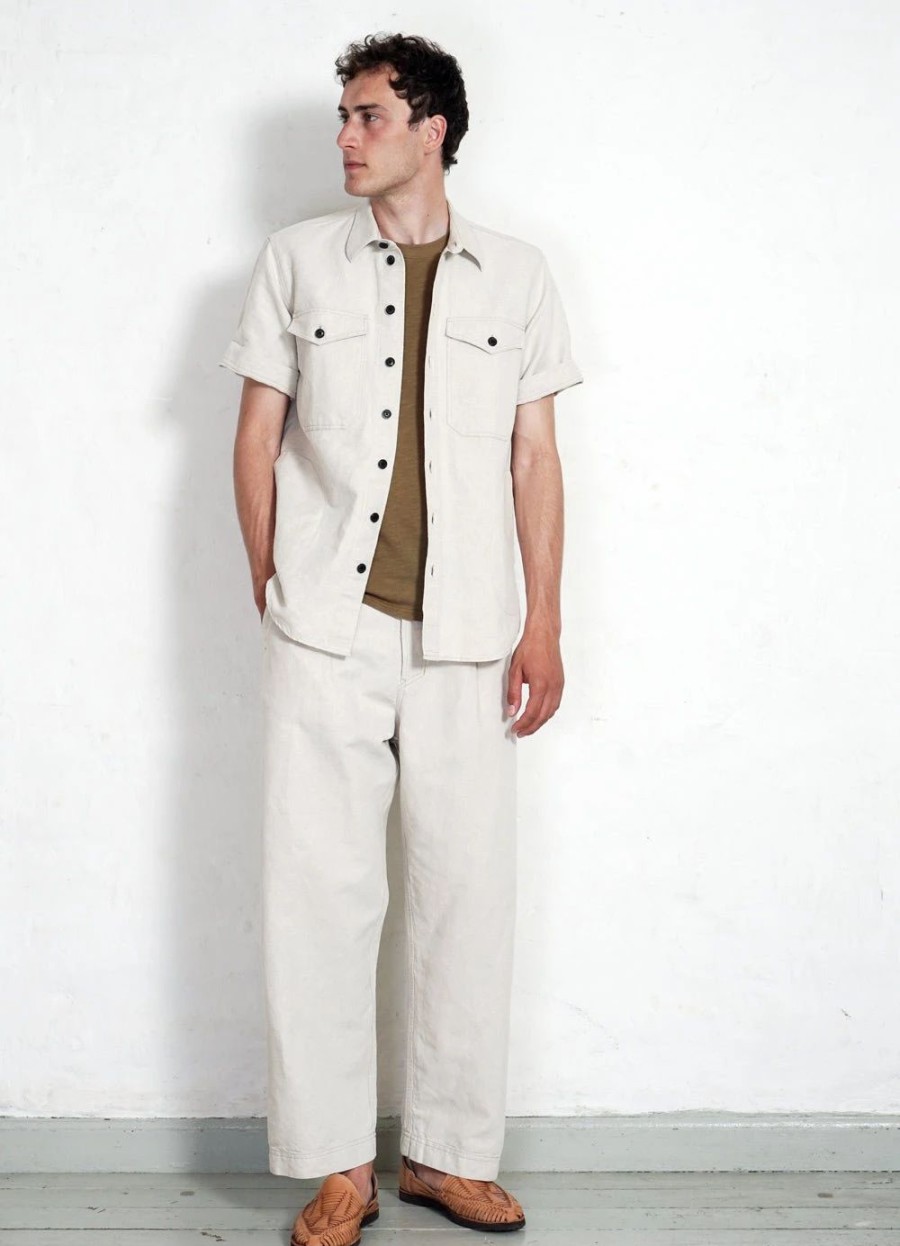 Bottoms * | Hansen Garments Bobby | Super Wide Pleated Trousers | Flax Nature