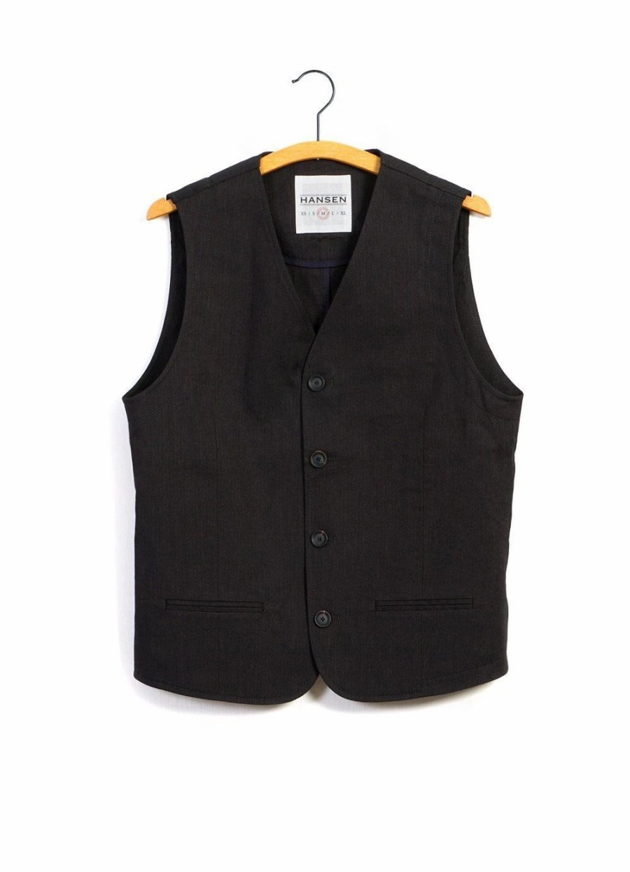 Tops * | Hansen Garments Daniel | Four Button Waistcoat | Coffee Melange