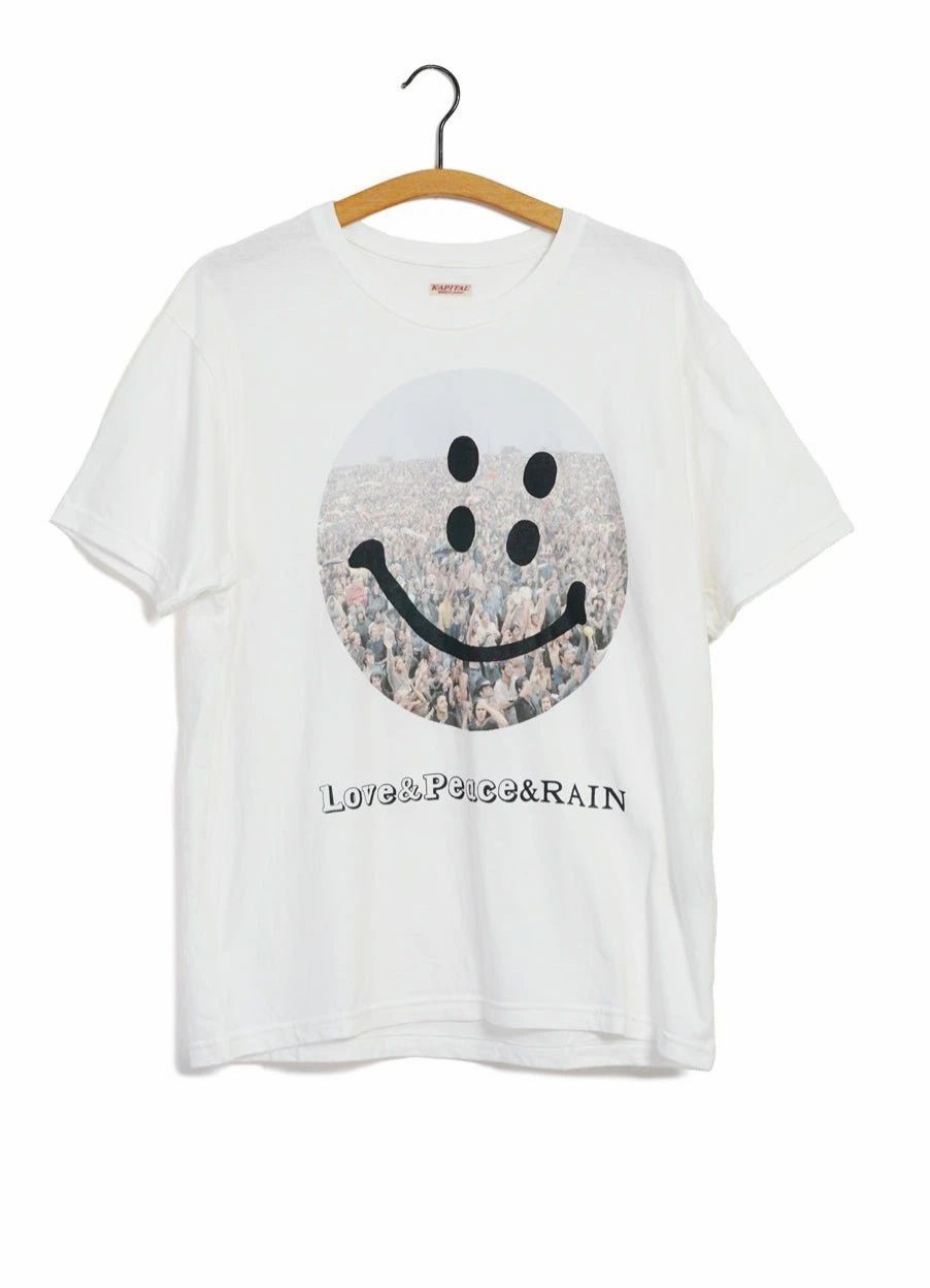 Tops * | Kapital Rain Fes Smile | 20/- Jersey Crew T | White