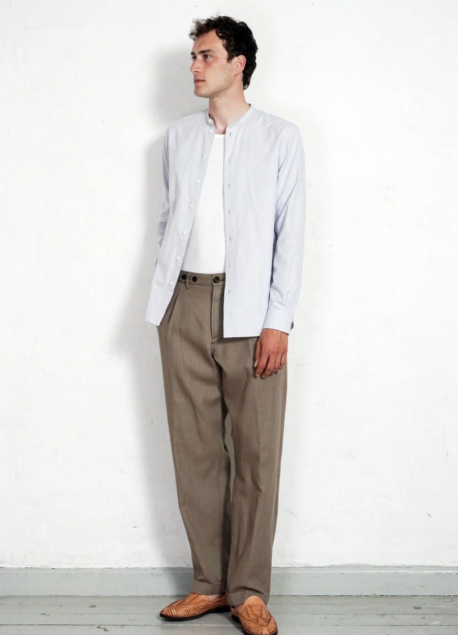 Tops * | Hansen Garments Ante | Collarless Shirt | Silver