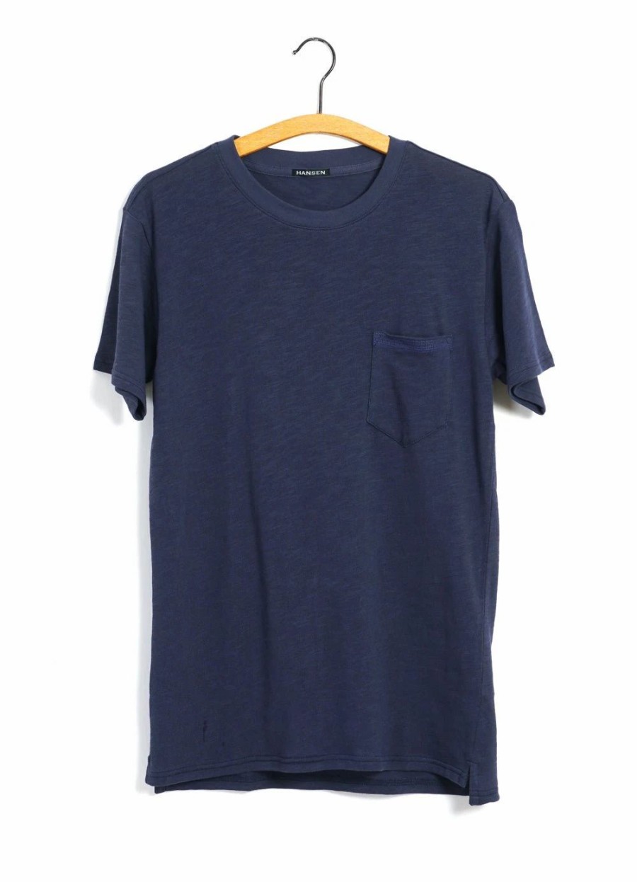 Tops * | Hansen Garments James | Crew Neck Pocket T | Blue