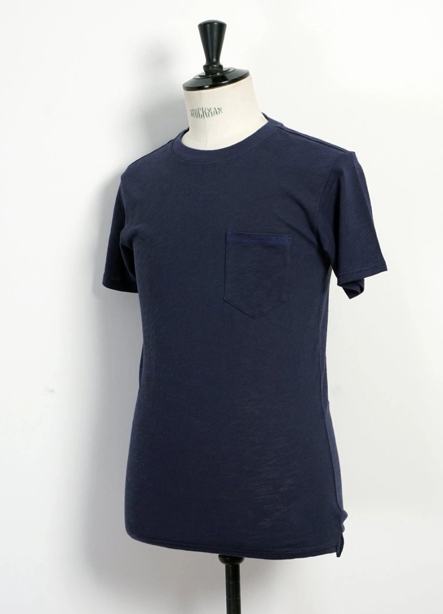 Tops * | Hansen Garments James | Crew Neck Pocket T | Blue