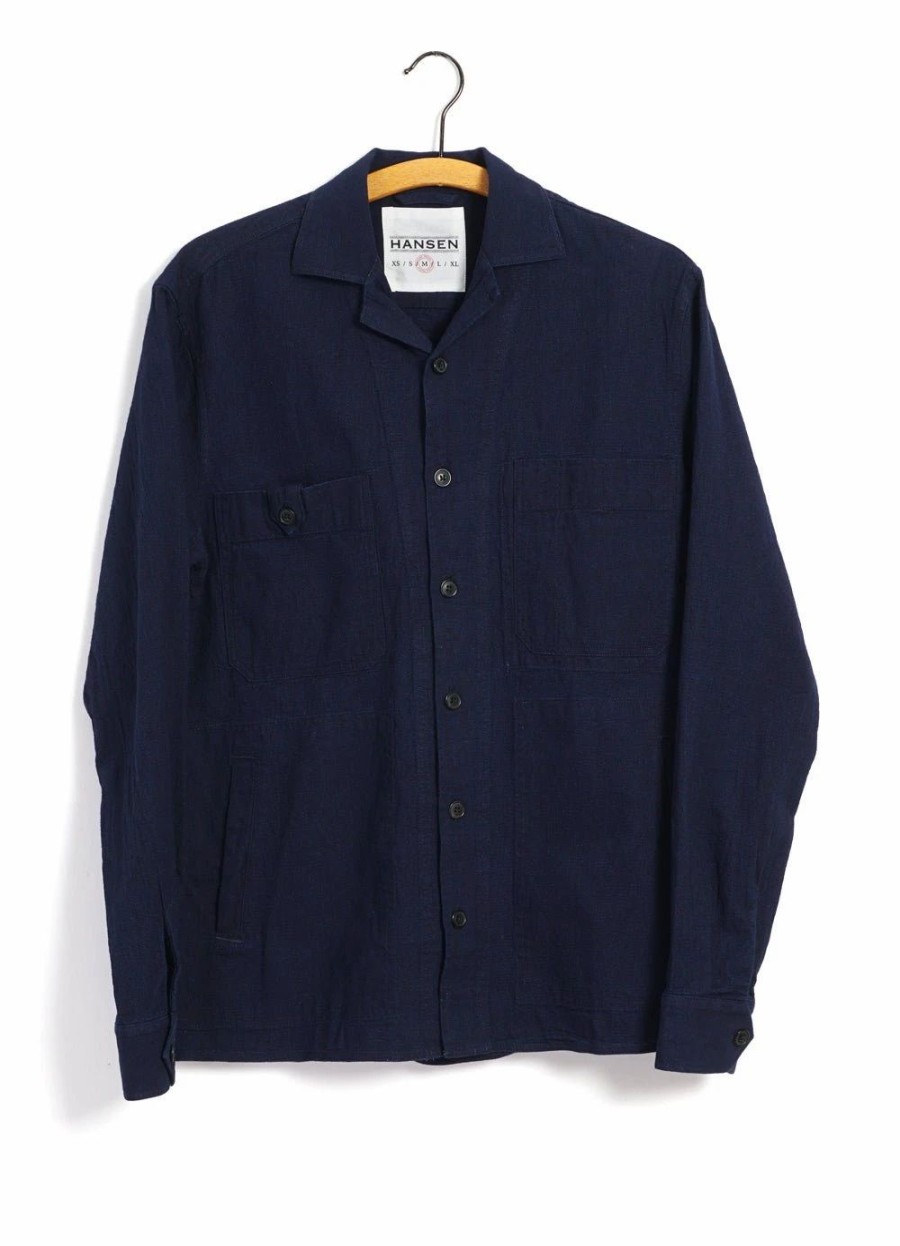 Tops * | Hansen Garments Sam | Casual Over Shirt | Waffle Indigo