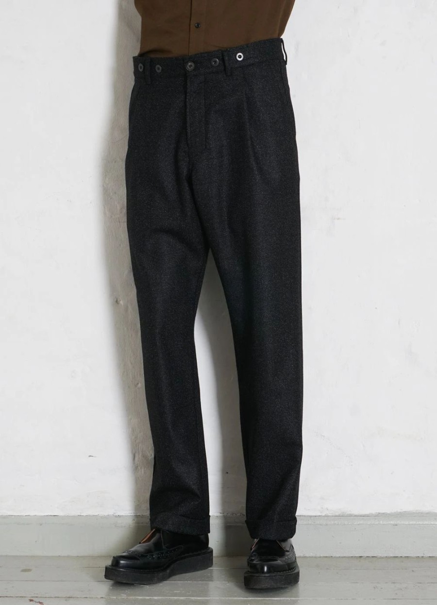 Bottoms * | Hansen Garments Sune | Pleated Wide Cut Trousers | Black Marble