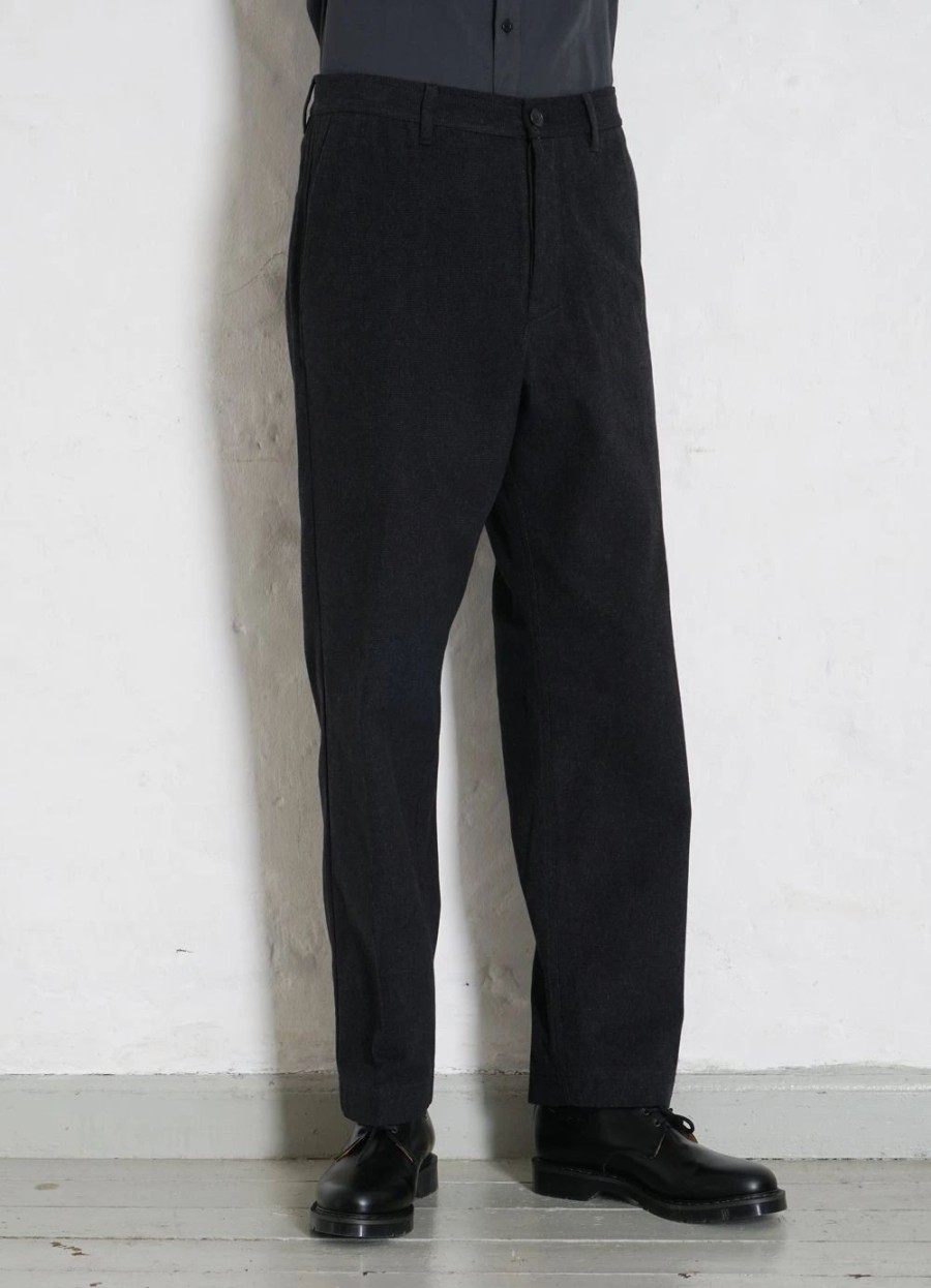 Bottoms * | Hansen Garments Ken | Wide Cut Trousers | Blackish