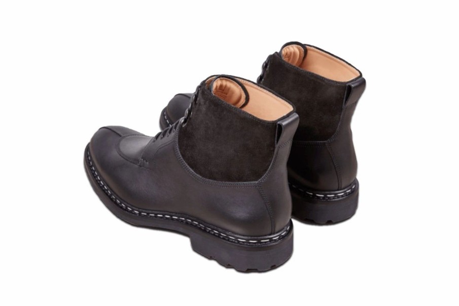 Footwear * | Heschung Ginkgo | Leather Boot With Suede Collar | Black