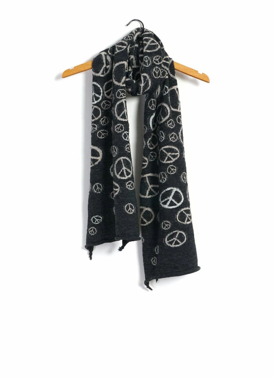 Accessories * | Kapital Peace | Compressed Wool Scarf | Black