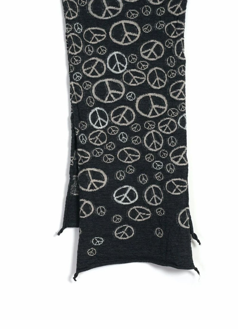 Accessories * | Kapital Peace | Compressed Wool Scarf | Black