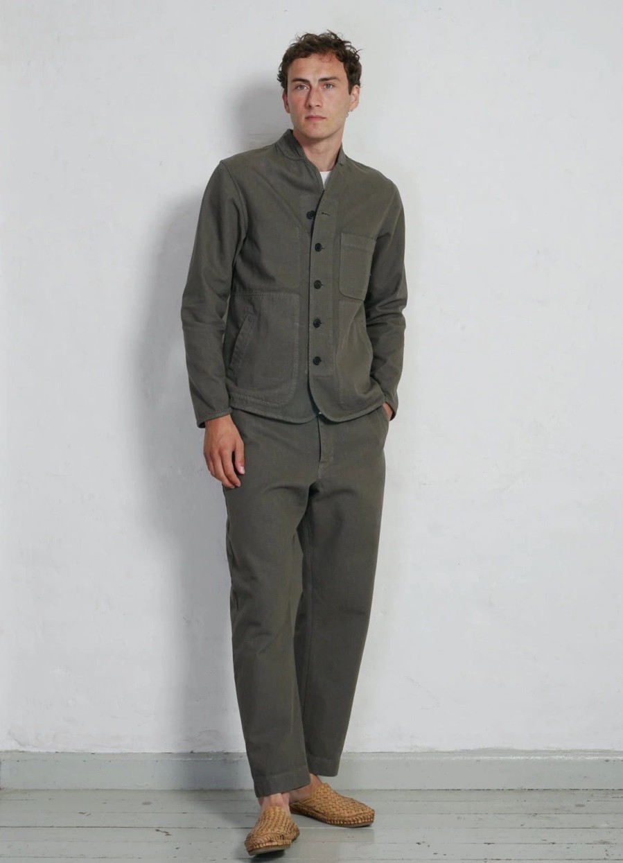 Tops * | Hansen Garments Erling | Refined Work Jacket | Green Grey