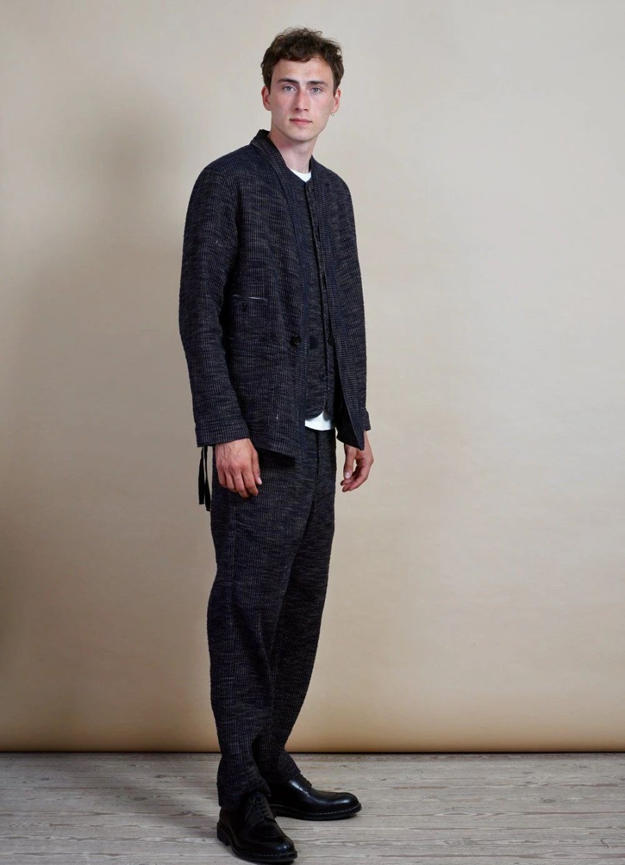 Bottoms * | Hansen Garments Trygve | Wide Cut Cropped Trousers | Black Hemp