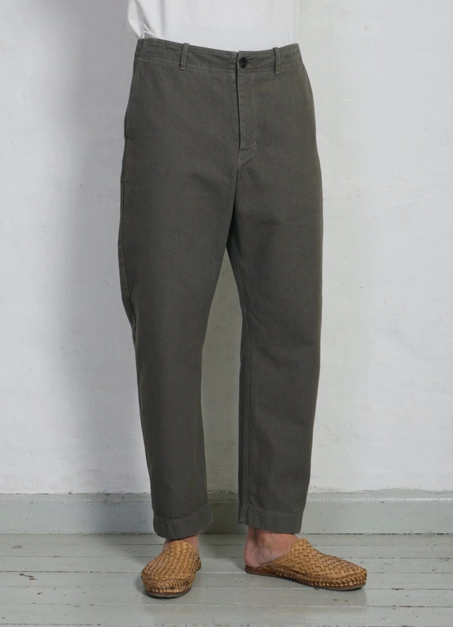 Bottoms * | Hansen Garments Trygve | Wide Cut Cropped Trousers | Green Grey