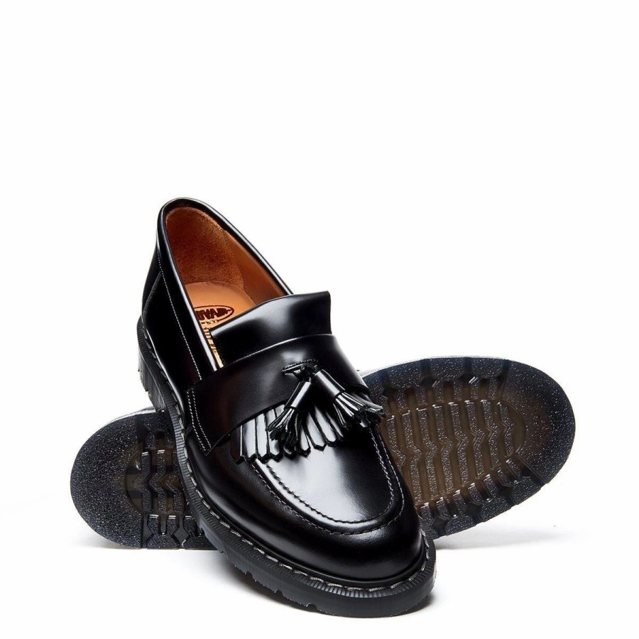 Footwear * | Solovair Tassel Loafer | Black High Shine