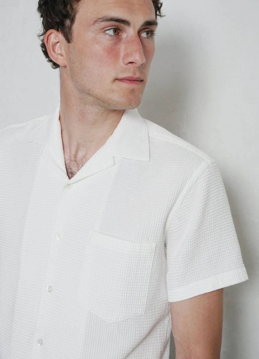 Tops * | Hansen Garments Jonny | Short Sleeve Shirt | Waffle White