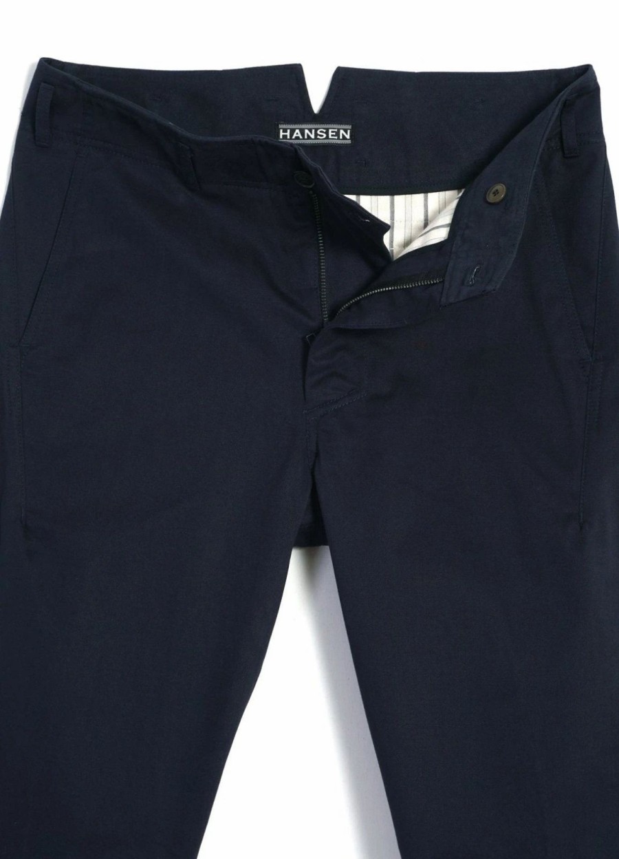 Bottoms * | Hansen Garments Svenning | Slim Fit Everyday Trousers | Navy Twill