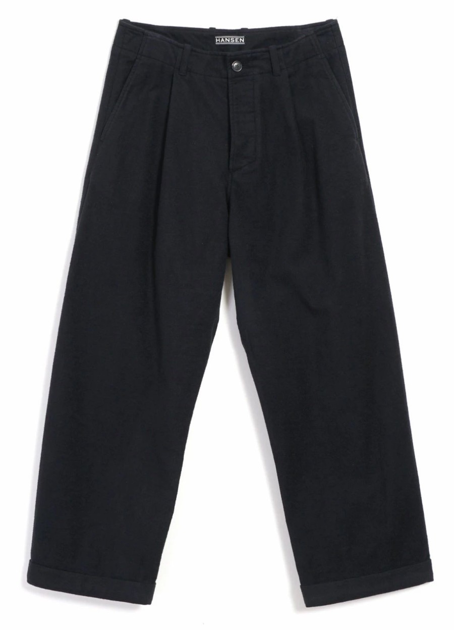 Bottoms * | Hansen Garments Bobby | Super Wide Pleated Trousers | Dark Bluegrey