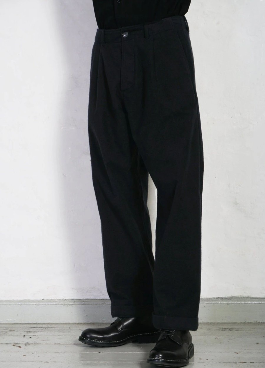 Bottoms * | Hansen Garments Bobby | Super Wide Pleated Trousers | Dark Bluegrey