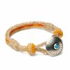 Accessories * | Chamula Turquoise Concho Bracelet | Hand-Woven Horsehair | Orange/Yellow