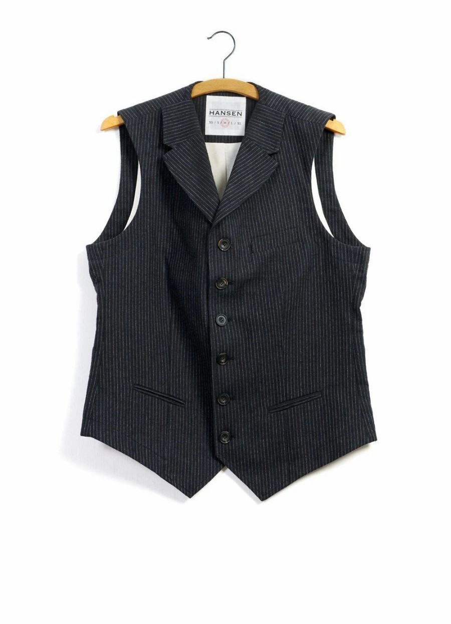 Tops * | Hansen Garments William | High Lapel Waistcoat | Black Pin