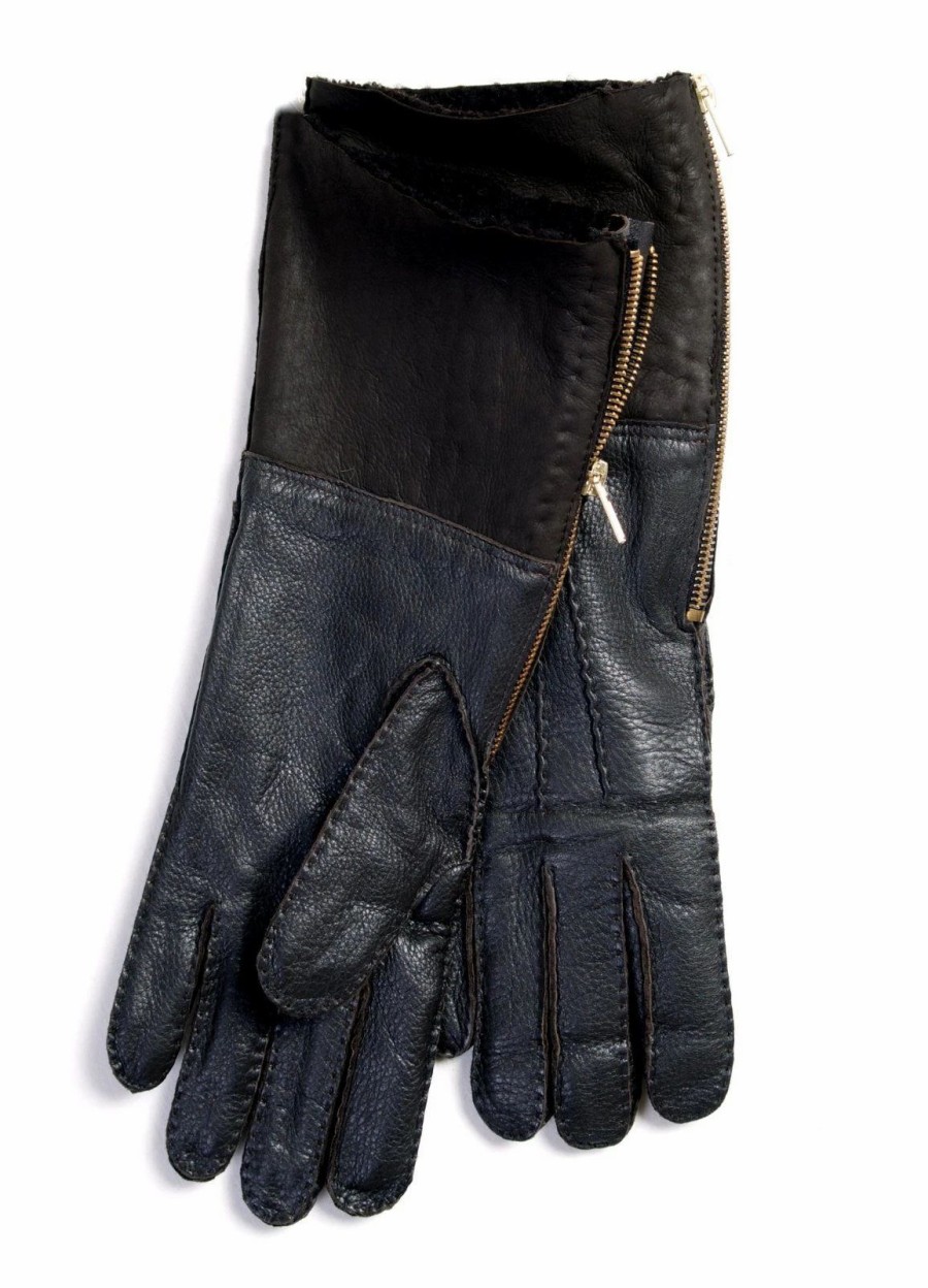 Accessories * | Maison Fabre Leonard | Deerskin Racer Long Glove | Marron