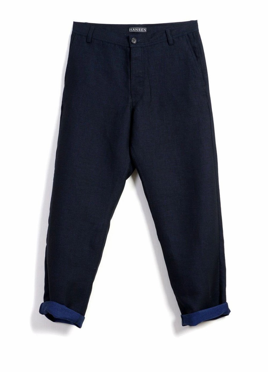 Bottoms * | Hansen Garments Ken | Wide Cut Trousers| 3-Tone Blue