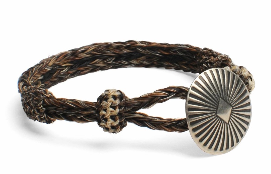 Accessories * | Chamula Concho Bracelet | Hand-Woven Horsehair | Black/Natural