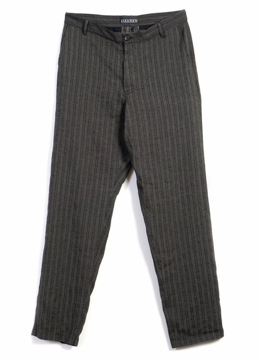 Bottoms * | Hansen Garments Ken | Wide Cut Trousers| Taupe Stripes