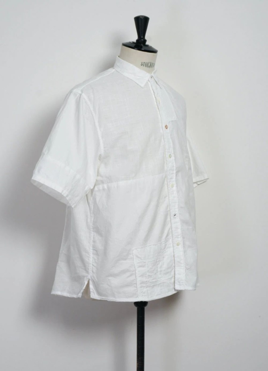 Tops * | Kapital Katmandu | Short Sleeve Patch Shirt | White